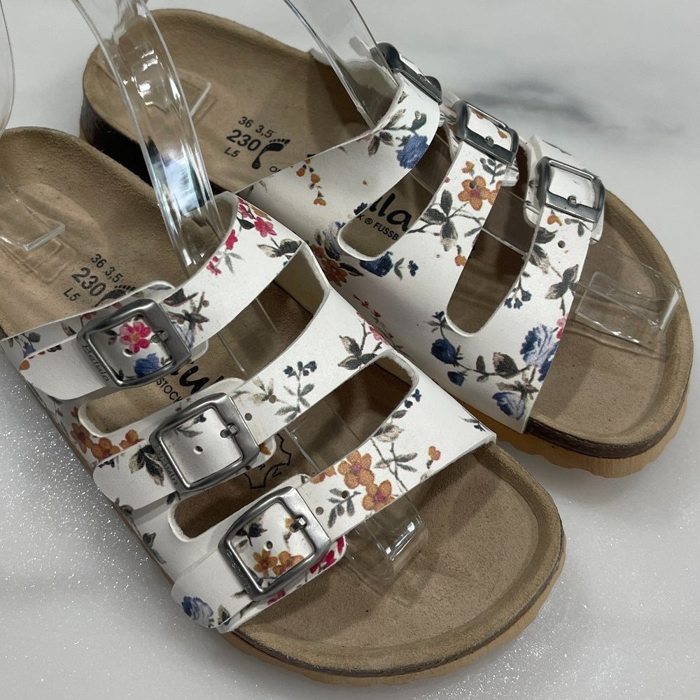 Birkenstock Betula White Floral 3 Strap Sandals Womens Size 5.5 (EU 36)